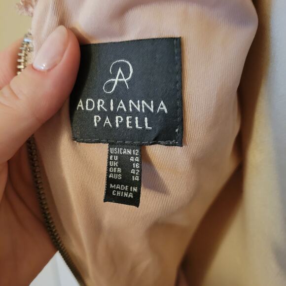 Adrianna Papell Pink Floral Lace Sheath Dress Size 12 3/4 Sleeve Formal - Picture 10 of 10